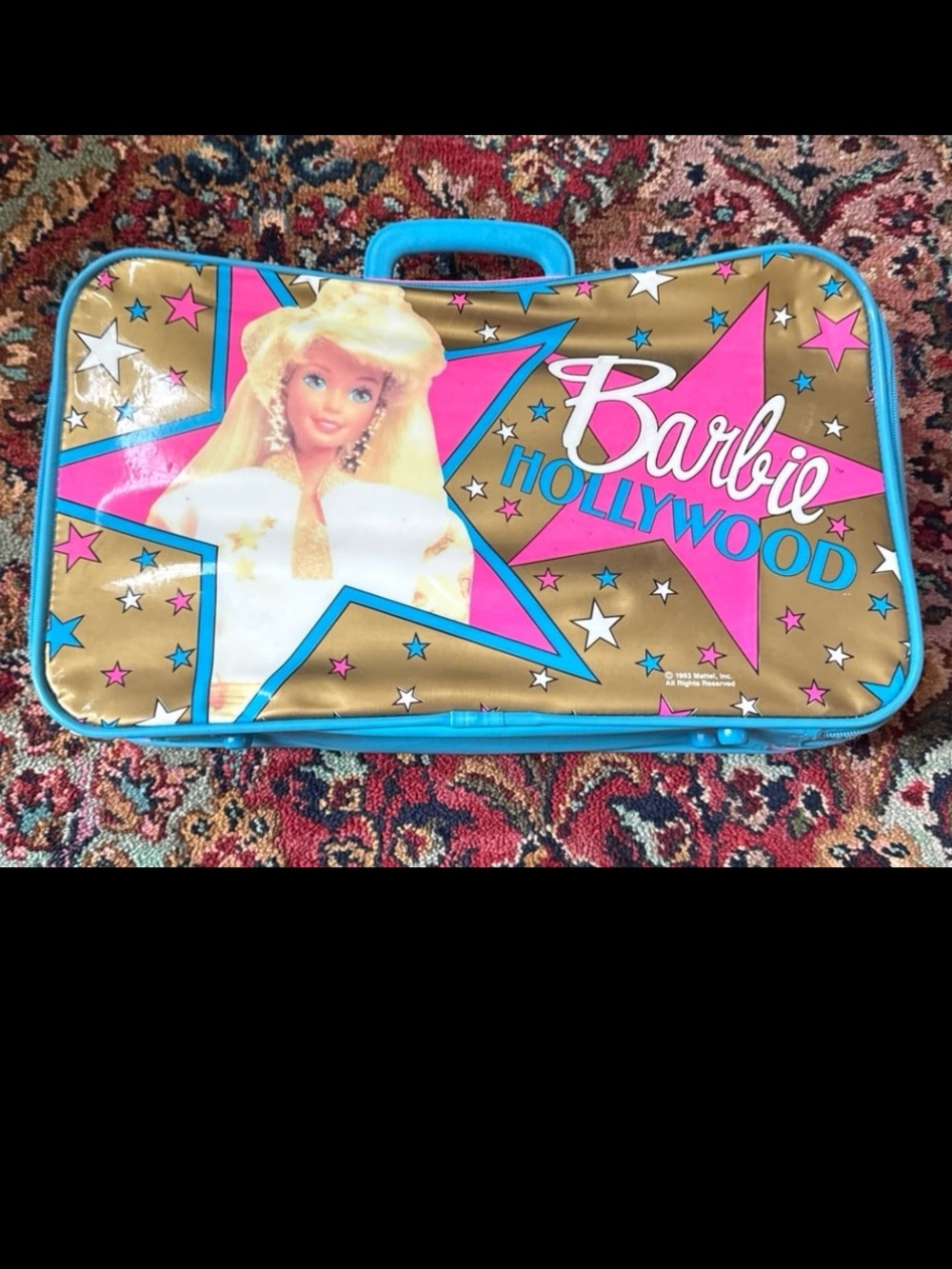 1993 HOLLYWOOD BARBIE Suitcase Zipper Storage Case  Mattel 17”x10”x4”
